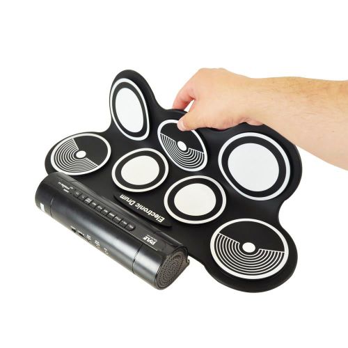  Pyle PTEDRL12 - Electronic Drum Kit - Compact Drumming Machine, Quick Setup Roll-Up Design