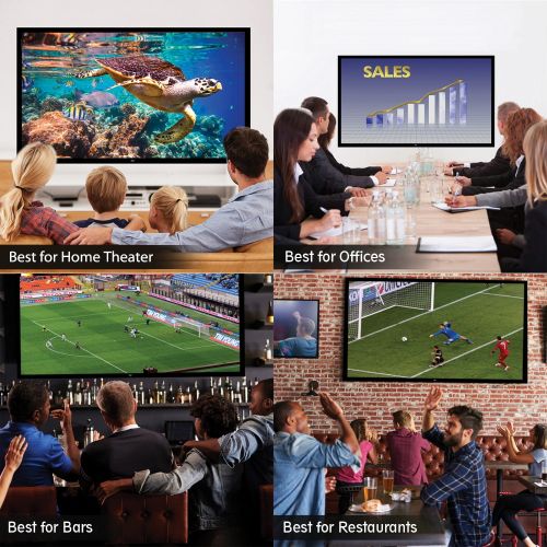  Pyle 120 Matt White Home Theater TV Wall Mounted Fixed Flat Projector Screen - 120 inch 16:9 Full HD Projection - Easy to Set Up for Room Video, Slideshow, Movie  Film Showing