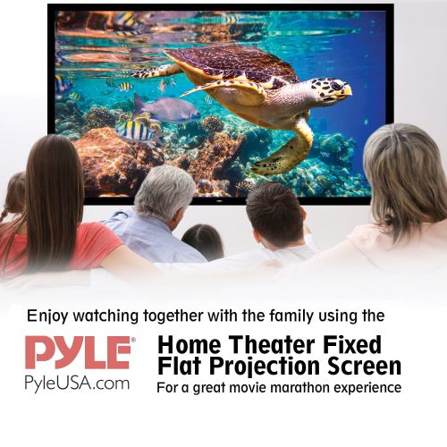  Pyle 120 Matt White Home Theater TV Wall Mounted Fixed Flat Projector Screen - 120 inch 16:9 Full HD Projection - Easy to Set Up for Room Video, Slideshow, Movie  Film Showing