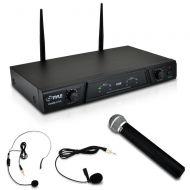 BENG Pyle-Pro VHF Wireless Microphone Receiver System with Independent Volume Control, Handheld Microphone and Belt Pack Transmitter with Lavalier Microphone