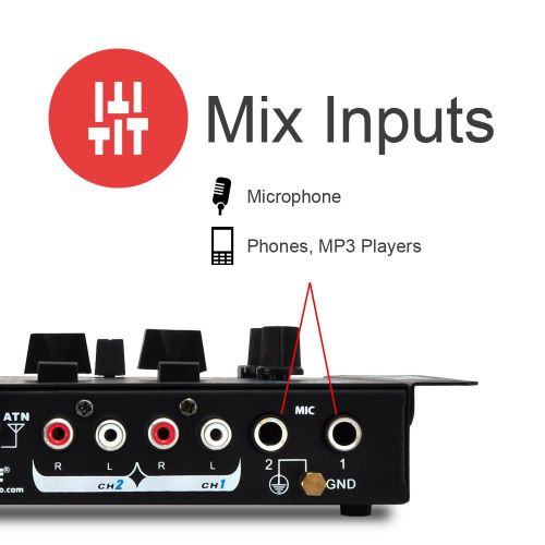  Pyle BT 3-Channel DJ MP3 Mixer, Mic-Talkover, USB Flash Reader, Dual RCA and Microphone Inputs, Headphone Jack