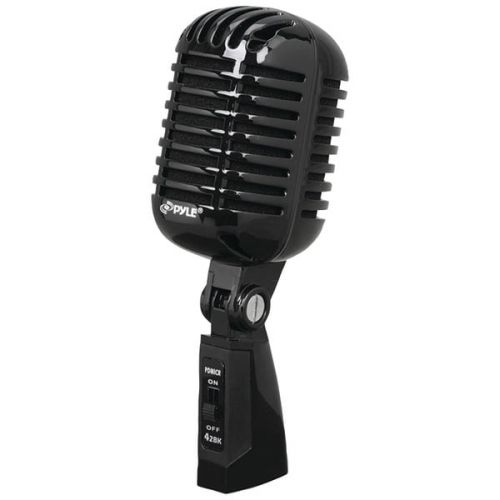  Pyle Classic Retro Dynamic Vocal Microphone, Vintage Style Vocal Mic with 16 ft. XLR Cable (Black)