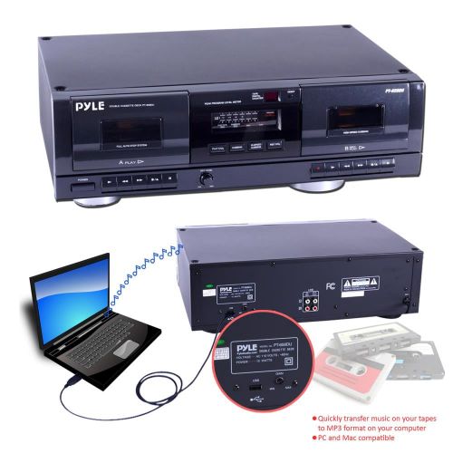  Pyle Dual Stereo Cassette Deck wTape USB to MP3 Converter
