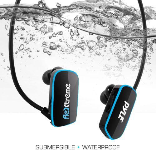  Pyle Flextreme Waterproof Sports Wearable MP3 Headset Music Player 8GB Underwater Swimming Jogging Walking Gym Earphones Earbuds rechrgable Comfortable Flexible Headphones USB Conn