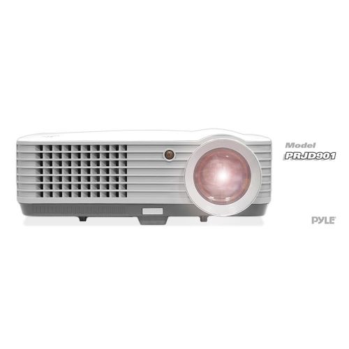  Pyle Video Projector Full HD 1080p - Portable Widescreen Cinema Home Theater with Built-in Stereo Speakers, 2 HDMI Ports & Keystone Adjustable Picture Projection for TV PC Computer