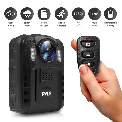  Pyle Sport Compact & Portable HD Body Camera, Person Worn Camera (Audio & Video Recording) Night Vis, Built-in Reable Battery, 16GB Memory