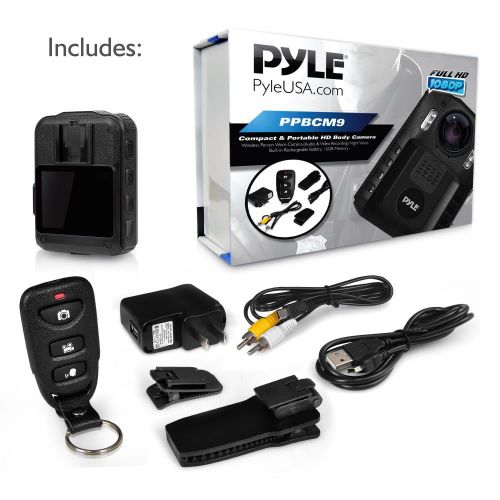  Pyle Sport Compact & Portable HD Body Camera, Person Worn Camera (Audio & Video Recording) Night Vis, Built-in Reable Battery, 16GB Memory