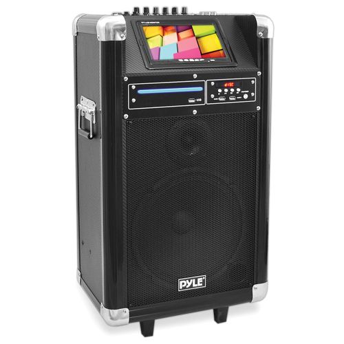 Pyle Karaoke Vibe Portable BT Multimedia PA System with Built-in Battery, Cordless Microphone, 7 Display Screen, 10 Subwoofer, 400 Watt