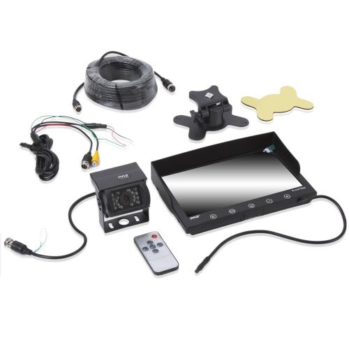  PYLE PLCMTR92 - Waterproof Rated Backup Camera & Monitor System - with 9 Display Monitor (DC 12-24V for Bus, Truck, Trailer, Van)