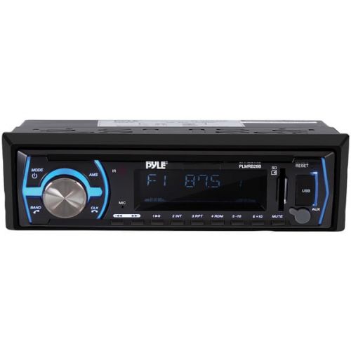  Pyle PYLE PLMRB29B - Marine Bluetooth Stereo Radio - 12v Single DIN Style Boat in Dash Radio Receiver System with Built-in Mic, Digital LCD, RCA, MP3, USB, SD, AM FM Radio - Remote Cont