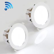 Pyle PDICBTL35 - 3.5’’ Bluetooth Ceiling / Wall Speaker Kit, 2-Way Aluminum Frame Speakers with Built-in LED Light