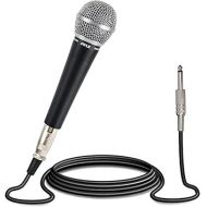 Pyle Handheld Microphone Dynamic Moving Coil Cardioid Unidirectional Includes 15ft XLR Audio Cable to 1/4'' Audio Connection (PDMIC58)