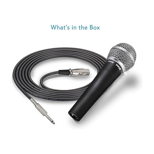  Pyle Handheld Microphone Dynamic Moving Coil Cardioid Unidirectional Includes 15ft XLR Audio Cable to 1/4'' Audio Connection (PDMIC58)