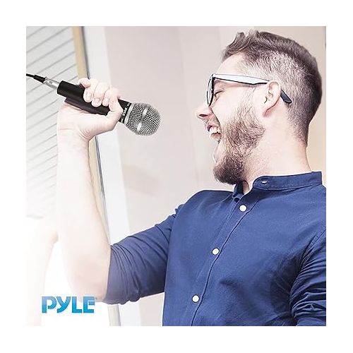  Pyle Handheld Microphone Dynamic Moving Coil Cardioid Unidirectional Includes 15ft XLR Audio Cable to 1/4'' Audio Connection (PDMIC58)