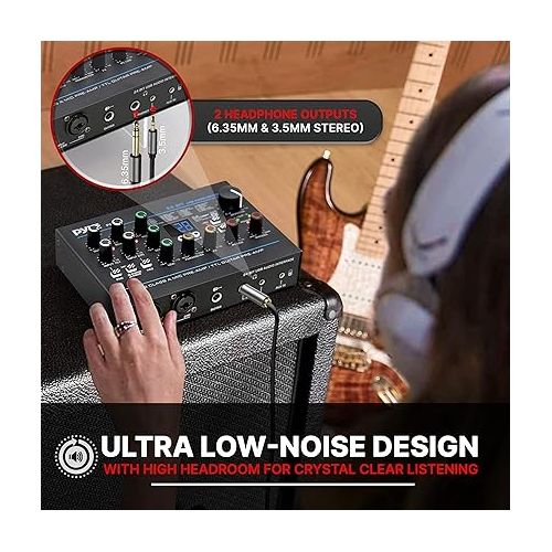  Pyle Professional USB Audio Interface with MIC/LINE, Guitar, AUX Stereo and RCA Inputs, Phone/Stereo/Monitor Outputs, Ideal for Computer Playing & Recording, Preset 24 Digital Effects - PMUX9
