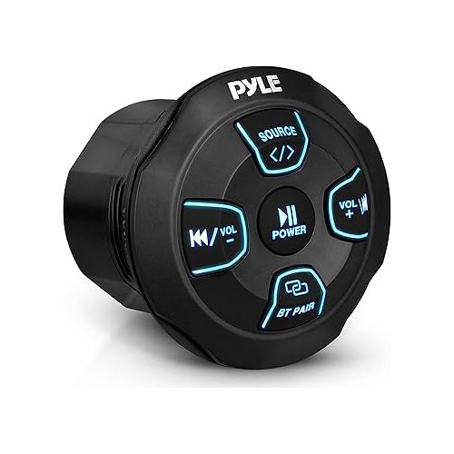  Pyle 6.5 Inch Dual Marine Speakers -2 Way IP44 Waterproof, Weather Resistant Outdoor Audio Stereo & Amplified Wireless Bluetooth Audio Controller - 300 Watt Bluetooth Media Button