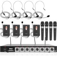 Pyle 8 Channel Wireless Microphone System - Professional VHF Audio Mic Set with 1/4