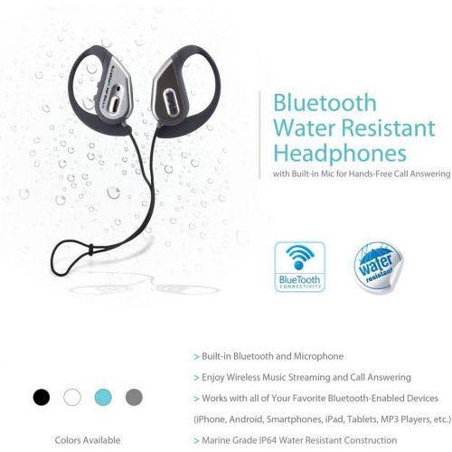  Pyle PWBH18SL Water Resistant Bluetooth Streaming Wireless Headphones with Built-in Microphone, Silver