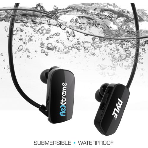  Pyle MP3 Player Bluetooth Headphone - Waterproof Swim IPX8 Flexible Wrap-Around Style Headphones Built-in Rechargeable Battery Bluetooth w/ 8GB Flash Memory & Replacement Earbuds -