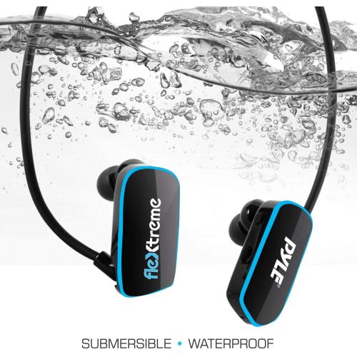  Pyle Upgraded Waterproof MP3 Player - V2 Flextreme Sports Wearable Headset Music Player 8GB Underwater Swimming Jogging Gym Earphones Rechargeable Flexible Headphones USB Connectio