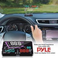 Pyle Heads Up Display HUD Screen - Universal 5.5’’ Car Head-Up Windshield Display w/Multi-Color Screen Projector Vehicle Speed, GPS Navigation Compass, Plug and Play w/Speed, Time, Alti