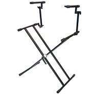 Pyle-Pro PKS60 Two Tier Double X Braced Heavy-Duty DJ Coffin / Keyboard Stand