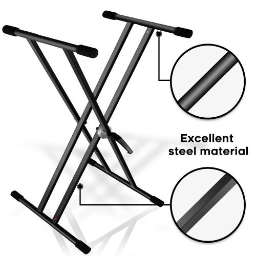  Pyle Electronic Keyboard Stand - Digital Piano Keyboard Mount Holder, Height Adjustable (PKS40)