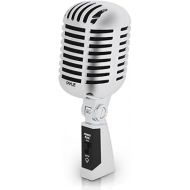 Pyle Classic Retro Dynamic Vocal Microphone - Old Vintage Style Unidirectional Cardioid Mic with XLR Cable - Universal Stand Compatible - Live Performance In Studio Recording - PDMICR42SL (Silver)