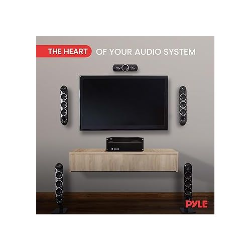  Pyle 4 Multi-Zone Stereo Amplifier - 19” Rack Mount, Powerful 8000 Watts with Speaker Selector Volume Control & LED Audio Level Display - 4-Ch. Bridgeable Switches - Pyle PT8000CH