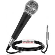 Pyle Professional Dynamic Vocal Microphone - Moving Coil Dynamic Cardioid Unidirectional Handheld Microphone with ON/OFF Switch Includes 15ft XLR Audio Cable to 1/4'' Audio Connection - PDMIC59,Black