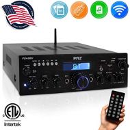 [아마존베스트]Pyle Wireless Bluetooth Power Amplifier System - 200W Dual Channel Sound Audio Stereo Receiver w/ USB, SD, AUX, MIC IN w/ Echo, Radio, LCD - For Home Theater Entertainment via RCA, Stud