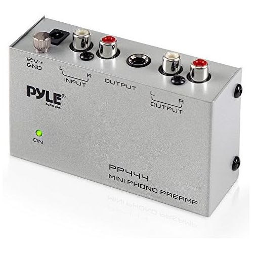 [아마존베스트]Pyle Phono Turntable Preamp - Mini Electronic Audio Stereo Phonograph Preamplifier with RCA Input, RCA Output & Low Noise Operation Powered by 12 Volt DC Adapter (PP444)