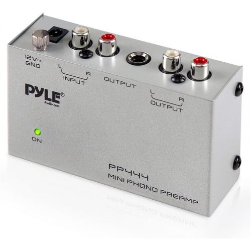  [아마존베스트]Pyle Phono Turntable Preamp - Mini Electronic Audio Stereo Phonograph Preamplifier with RCA Input, RCA Output & Low Noise Operation Powered by 12 Volt DC Adapter (PP444)