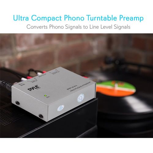  [아마존베스트]Pyle Phono Turntable Preamp - Mini Electronic Audio Stereo Phonograph Preamplifier with RCA Input, RCA Output & Low Noise Operation Powered by 12 Volt DC Adapter (PP444)