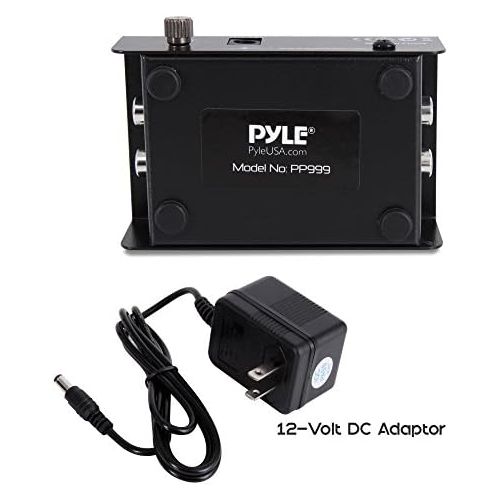  [아마존베스트]Pyle Phono Turntable Preamp - Mini Electronic Audio Stereo Phonograph Preamplifier with RCA Input, RCA Output & Low Noise Operation Powered by 12 Volt DC Adapter - PP999