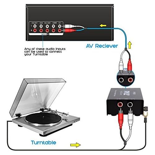  [아마존베스트]Pyle Phono Turntable Preamp - Mini Electronic Audio Stereo Phonograph Preamplifier with RCA Input, RCA Output & Low Noise Operation Powered by 12 Volt DC Adapter - PP999