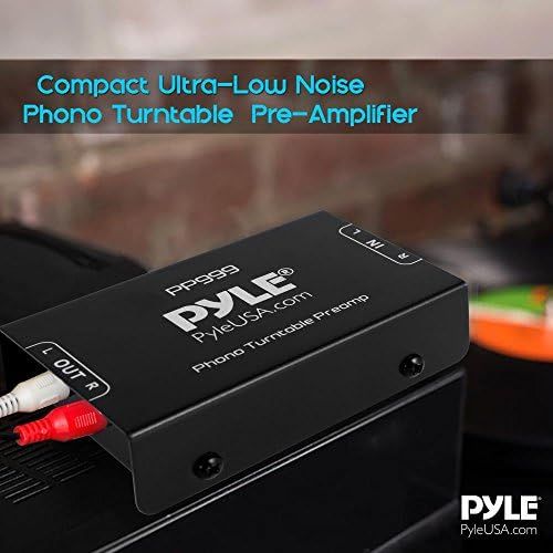 [아마존베스트]Pyle Phono Turntable Preamp - Mini Electronic Audio Stereo Phonograph Preamplifier with RCA Input, RCA Output & Low Noise Operation Powered by 12 Volt DC Adapter - PP999