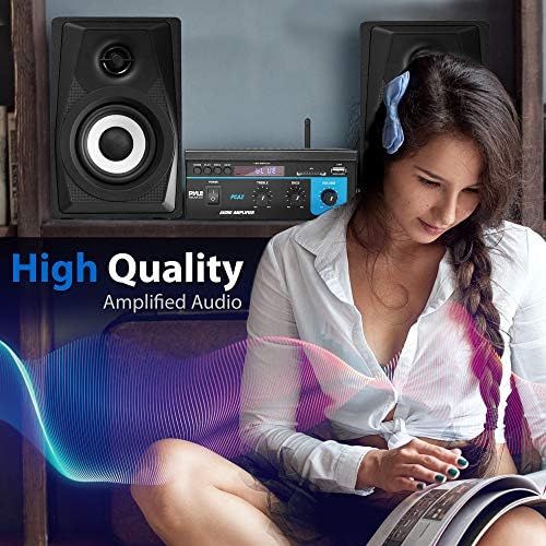  [아마존베스트]Home Audio Power Amplifier System - 2X40W Mini Dual Channel Sound Stereo Receiver Box w/LED - for Amplified Speakers, CD Player, Theater via 3.5mm RCA - for Studio, Home Use - Pyle