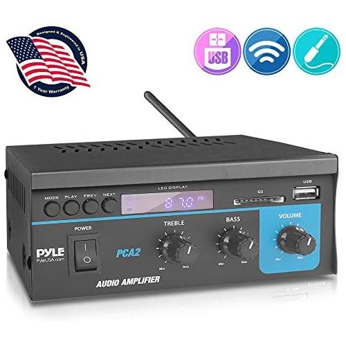  [아마존베스트]Home Audio Power Amplifier System - 2X40W Mini Dual Channel Sound Stereo Receiver Box w/LED - for Amplified Speakers, CD Player, Theater via 3.5mm RCA - for Studio, Home Use - Pyle