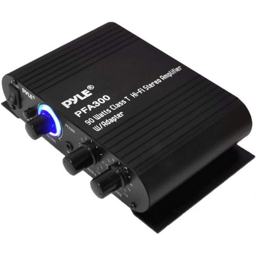  [아마존베스트]Pyle Power Home HiFi Stereo Amplifier - 90 Watt Portable Dual Channel Surround Sound Audio Receiver w/ 12V Adapter - For Subwoofer Speaker, MP3, iPad, iPhone, Car, Marine Boat, PA Syste