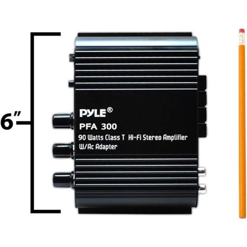  [아마존베스트]Pyle Power Home HiFi Stereo Amplifier - 90 Watt Portable Dual Channel Surround Sound Audio Receiver w/ 12V Adapter - For Subwoofer Speaker, MP3, iPad, iPhone, Car, Marine Boat, PA Syste