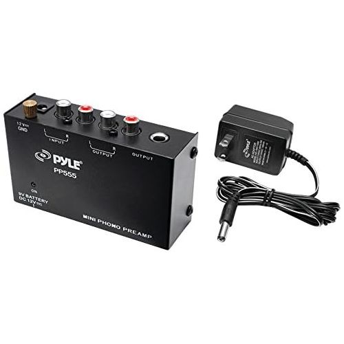  [아마존베스트]Pyle Phono Turntable Preamp - Mini Electronic Audio Stereo Phonograph Preamplifier with 9V Battery Compartment, Separate DC 12V Power Adapter, RCA Input, RCA Output & Low Noise Ope