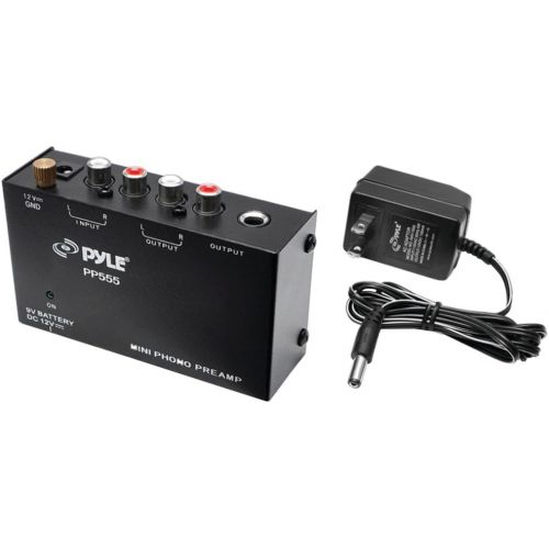  [아마존베스트]Pyle Phono Turntable Preamp - Mini Electronic Audio Stereo Phonograph Preamplifier with 9V Battery Compartment, Separate DC 12V Power Adapter, RCA Input, RCA Output & Low Noise Ope