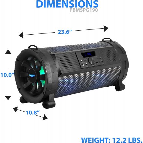  [아마존베스트]Pyle Bluetooth Boombox Street Blaster Stereo Speaker - Portable Wireless 300 Watt Power FM Radio / MP3 System w/ Remote, LED Lights & Rechargeable battery - PBMSPG190