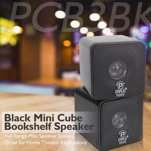 [아마존베스트]Pyle 4” Mini Cube Bookshelf Speakers - Paper Cone Driver, 200 Watt Power, 8 Ohm Impedance, Video Shielding, Home Theater Application and Audio Stereo Surround Sound System - 1 Pair - Py