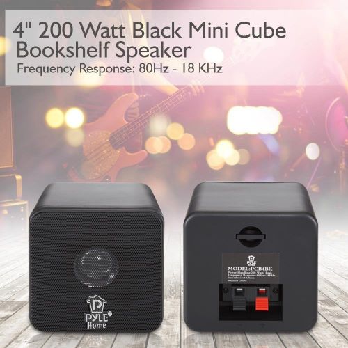  [아마존베스트]Pyle 4” Mini Cube Bookshelf Speakers - Paper Cone Driver, 200 Watt Power, 8 Ohm Impedance, Video Shielding, Home Theater Application and Audio Stereo Surround Sound System - 1 Pair - Py