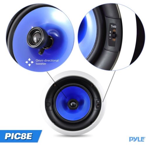  [아마존베스트]Pyle 2-Way In-Wall In-Ceiling Speaker System - Dual 8 Inch 300W Pair of Ceiling Wall Flush Mount Speakers w/ 1 Silk Dome Tweeter, Adjustable Treble Control - For Home Theater Entertainm