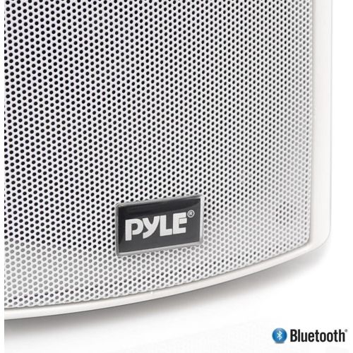  [아마존베스트]Wall Mount Home Speaker System - Active + Passive Pair Wireless Bluetooth Compatible Indoor / Outdoor Waterproof Weatherproof Stereo Sound Speaker Set with AUX IN - Pyle PDWR51BTWT