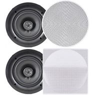 [아마존베스트]Pyle Ceiling Speakers - Stereo Home Theater Speakers - in Wall Speakers Flush Mount - 8-Inch White 250 Watt, 2-Way, (Pair) (PDIC86)