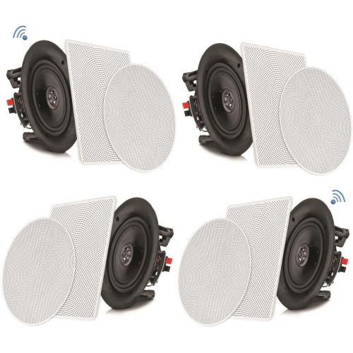  [아마존베스트]Pyle 8” 4 Bluetooth Flush Mount in-Wall in-Ceiling 2-Way Speaker System Quick Connections Changeable Round/Square Grill Polypropylene Cone & AmazonBasics SW100ft 16-Gauge Speaker W